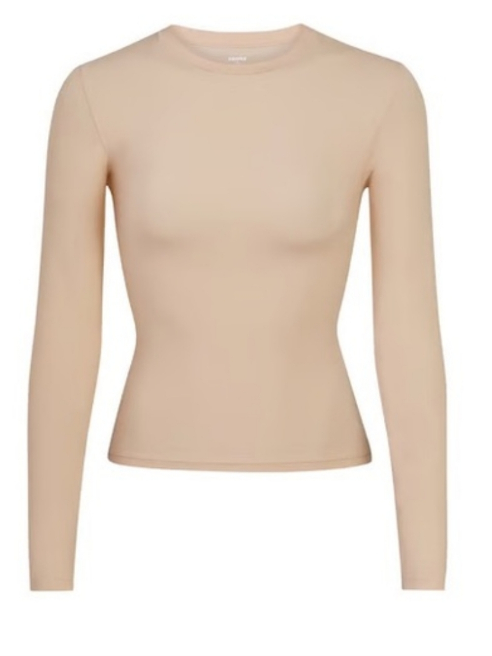 SKIMS Fits Everybody Long Sleeve High Neck T-shirt In Small, Mica/Neutral Colour